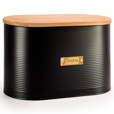 Ehc Extra Large Bread Bin With LidBreadbox For Bread Storage8L19.5 (D) X 34 (W) X  20.5 (H)CmBlack from B&Q