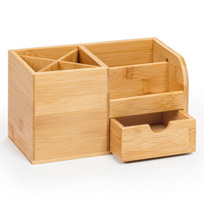 EHC Woodluv Desk Organiser, Desk Tidy Pen Holder Organiser, Make Up Organiser/office Multifunctional Organizer- 22 X 10.5 X 12.2Cm