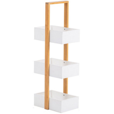 EHC Woodluv 3 Tier Robust Bamboo & Mdf Bathroom Bedroom Storage Caddy UnitWhite25 X 18.5 X 70 (H) Cm from B&Q