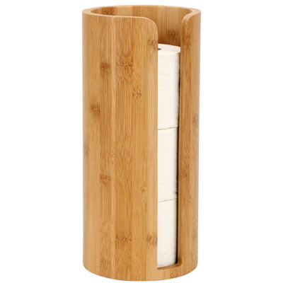 EHC Woodluv Toilet Roll HolderFree-Standing Toilet Paper Storage Holder StandRound Toilet Paper Loo Roll Holder Stand For Bathroom from B&Q