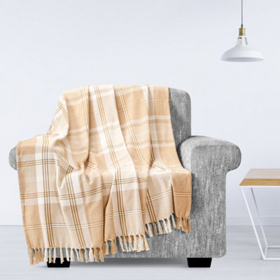 Ehc Highland Cotton Large Throw For Sofa,double Bed,armchair150Cm X 200CmBeige from B&Q