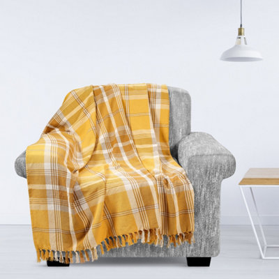 Ehc Highland Large Cotton Throw For SofaDouble BedArmchair150 X 200CmOchre from B&Q