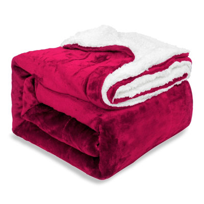 Ehc Warm & Soft Sherpa Flannel Fleece Microfiber BlanketDouble BedWine150 Cm X 200 Cm from B&Q