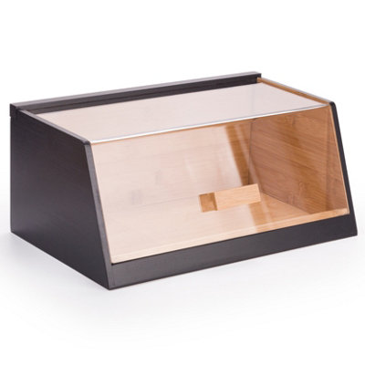 EHC Woodluv Black Bamboo Bread Box With Acrylic Lid35 X 21.5 X 15.3 Cm from B&Q