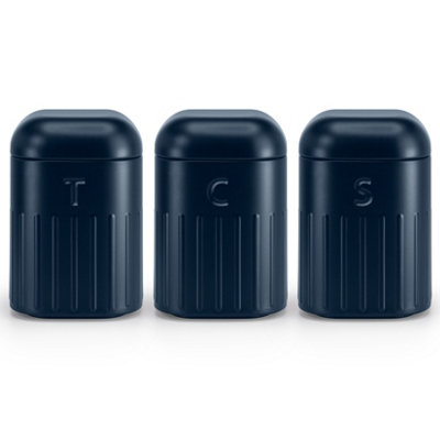 Ehc Set Of 3 Airtight TeaCoffee & Sugar Food Storage Canisters Jars Set,containersNavy Blue from B&Q