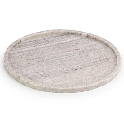 Ehc Natural Marble, Bathroom Vanity Tray, Tray Bathroom, Decorative Tray, Candle Tray, Round, Natural, 26 X 26 X 1 Cm