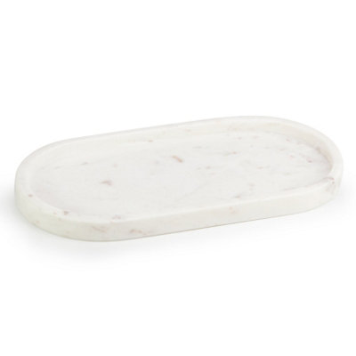 Ehc Natural MarbleBathroom Vanity TrayTray BathroomDecorative TrayCandle TrayOvalWhite30 X 15 X 2 Cm from B&Q