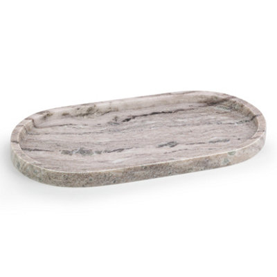 Ehc Natural MarbleBathroom Vanity TrayTray BathroomDecorative TrayCandle TrayOvalNatural30 X 15 X 2 Cm from B&Q