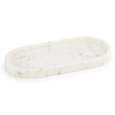 Ehc Natural MarbleBathroom Vanity TrayTray BathroomDecorative TrayCandle TrayOvalWhite25 X 11.5 X 2 Cm from B&Q