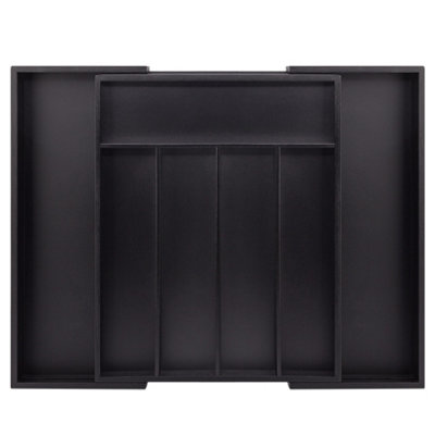 Woodluv Cutlery Drawer OrganiserExpandable Utensil Tray For KitchenAdjustable Compartment Holds Kitchen Utensils Black from B&Q