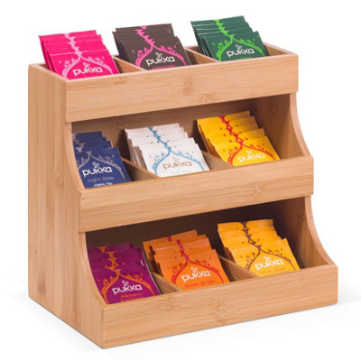 EHC Woodluv 3-Tier Bamboo Tea Bag OrganizerTier Storage Organizer For TeabagsTea Bag Storage Caddy 27 X 17.5 X 24 Cm from B&Q
