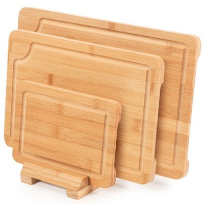 EHC Woodluv Set Of 3 Wooden Chopping Board Cutting Board With StandStrongDurable & Hard Wearing Antibacterial Serving Chopping Bo from B&Q