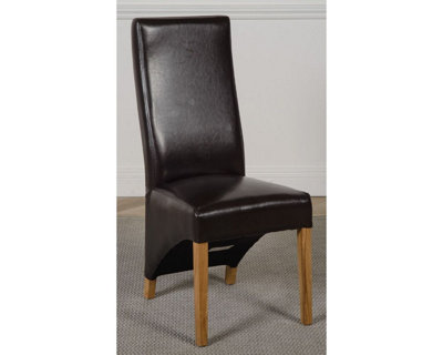 Thats Furniture Lola Brown Leather Dining Chair - High Back, Upholstered, Solid Oak Legs - Image 4