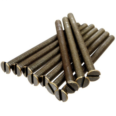 A1 Electrics A1Electrics 10 X Socket Screws M3.5 Antique Brass 50mm Long Flat Slotted Countersunk Head from B&Q