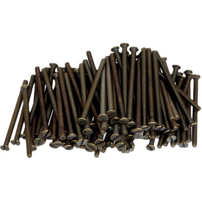 A1 Electrics A1Electrics 100 X Socket Screws M3.5 Antique Brass 50mm Long Flat Slotted Countersunk Head from B&Q