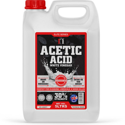 Weed Killer Path Cleaner Acetic Acid Concentrated 30% 5 Litre  Glyphosate FreeDouble Strength White Vinegar