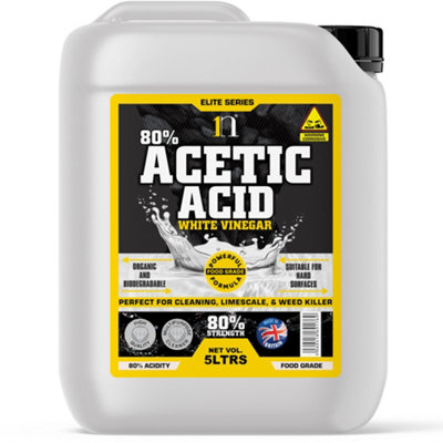 Weed Killer Path Cleaner Acetic Acid Concentrated 80% 5 Litre Glyphosate Free White Vinegar Patio Cleaner from B&Q
