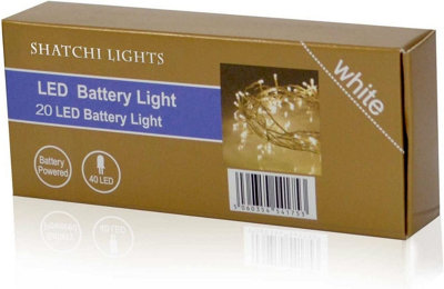 Shatchi 20 Led Wire String Fairy Clear White Xmas Decoration Lights from B&Q