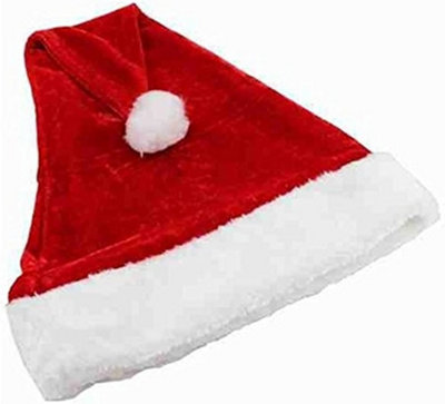 Shatchi Deluxe Red Plush Santa Claus Father Christmas Hat With White Fur Trim And Bobble from B&Q