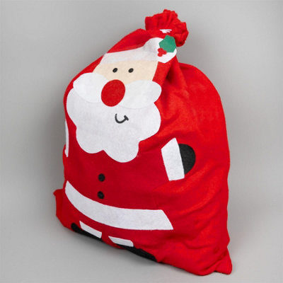 B&Q -  Large 50 X 60Cm Father Santa Sack Red Stocking Bag Presents Xmas Toys Gifts Sweets Christmas Accessories Decorations
