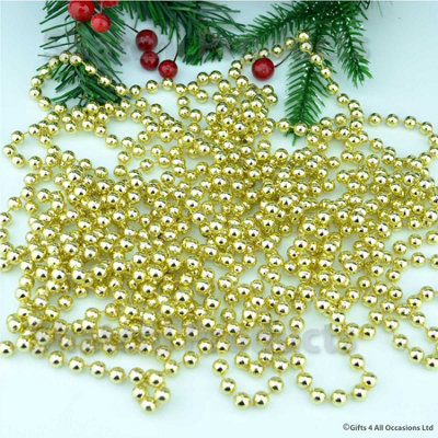 Shatchi Metallic 24Ft Hanging Bead Garland Christmas Tree Xmas Home Room Decor Party Tinsel String Chain Gold from B&Q