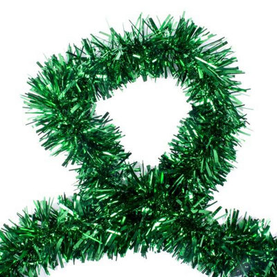 Shatchi 1.8M/6Ft  Luxury Deluxe Chunky Christmas Tinsel Garland Xmas Tree DecorationsOne Green from B&Q
