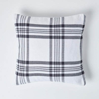 Homescapes White & Black Tartan Pattern Cushion Cover60 X 60 Cm from B&Q