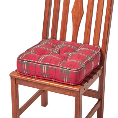 Homescapes Edward Tartan Cotton Dining Chair Booster Cushion from B&Q