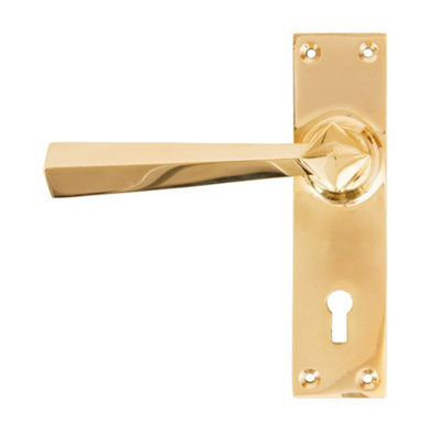 B&Q -  Polished Brass Straight Lever Lock Set - Image 5