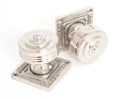 From The Anvil Polished Nickel Tewkesbury Square Mortice Knob Set from B&Q