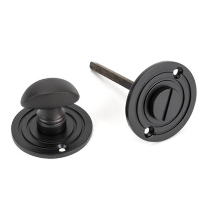 Bronze Aged Round Bathroom Thumbturn - Image 4