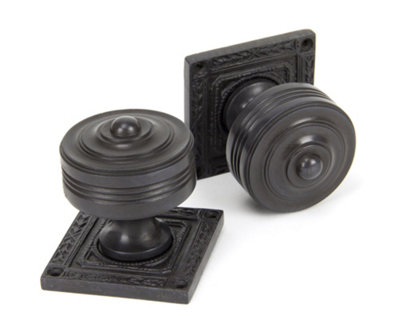 From The Anvil Aged Bronze Tewkesbury Square Mortice Knob Set from B&Q