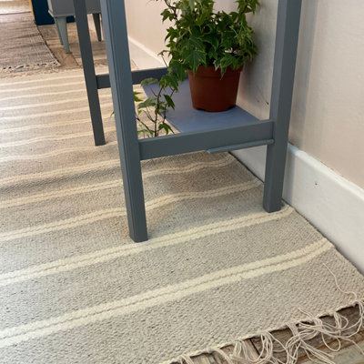 Second Nature Online Varca Grey Rug Striped Design Cotton And Jute Yarn / 70 Cm X 130 Cm from B&Q