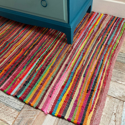 Second Nature Online Rainbow Rug Outdoor And Indoor Multicolour Flat Weave Style 60 Cm X 200 Cm from B&Q