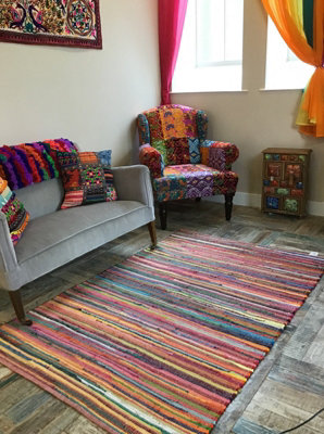 Second Nature Online Rainbow Rug Outdoor And Indoor Multicolour Flat Weave Style 150 Cm X 300 Cm from B&Q