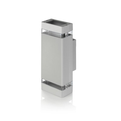 Auraglow  Large Outdoor Double Up & Down Wall LightChiltonSquareSilverFitting Only from B&Q
