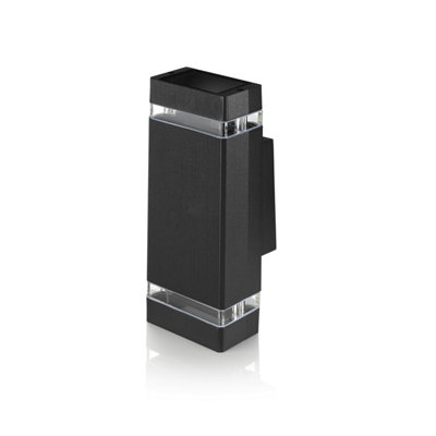 Auraglow  Large Outdoor Double Up & Down Wall LightChiltonSquareBlackFitting Only from B&Q