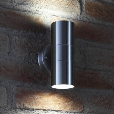 Auraglow Stainless Steel Up & Down Outdoor Wall LightCool White from B&Q