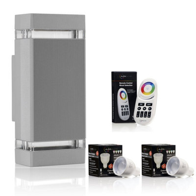 Auraglow Remote Control Colour Changing Up & Down Wall LightDorchesterSilver from B&Q