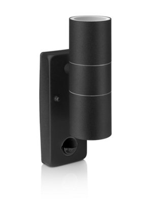 Auraglow Pir Motion Sensor Up & Down Outdoor Wall Security LightWarminsterBlackFitting Only from B&Q