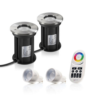 Auraglow Gu10 Recessed Ground Fitting & Colour Changing Led Light Bulb BundleTwin Pack from B&Q