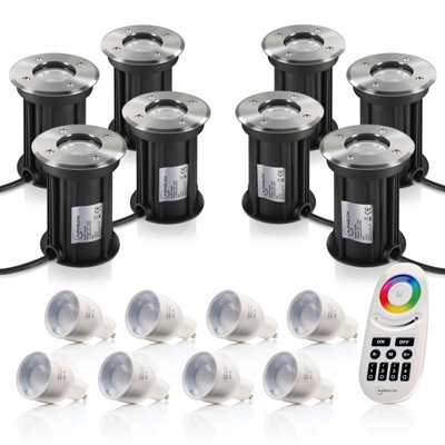Auraglow Gu10 Recessed Ground Fitting & Colour Changing Led Light Bulb BundleEight Pack from B&Q