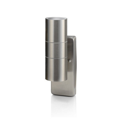 Auraglow Dusk Till Dawn Sensor Stainless Steel Up & Down Outdoor Wall LightAveburyFitting Only from B&Q