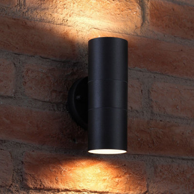 Auraglow Stainless Steel Up & Down Outdoor Wall LightWinchesterBlackWarm White from B&Q