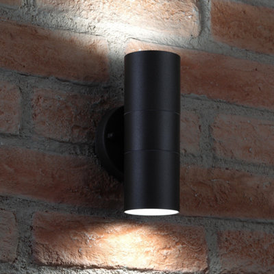 Auraglow Stainless Steel Up & Down Outdoor Wall LightWinchesterBlackCool White from B&Q
