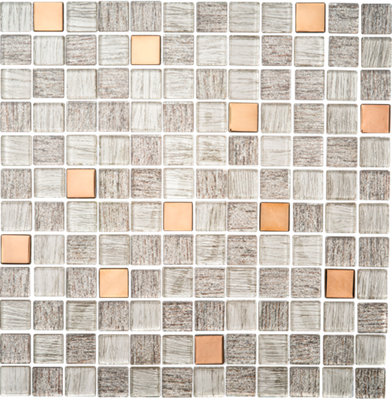 Copper Antwerp Mosaic Tile SheetHouse Of Mosaics from B&Q