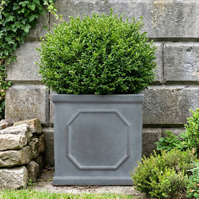Idealist™ 37Cm Square PlanterGrey Reinforced Stone Chelsea Planter BoxGarden PlanterFaux Lead Outdoor Plant Pot from B&Q