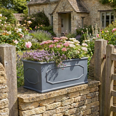 Idealist™ 60Cm PlanterGrey Light Concrete Garden TroughRectangular PlanterOutdoor Large Plant Pot L60 W30 H30 Cm54L from B&Q