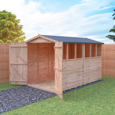 Shire Overlap 10X6 Double Door Shed With Windows