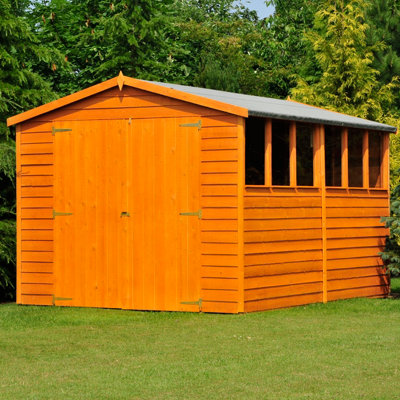 Shire 10X8 Overlap Double Door Garden Shed With Window